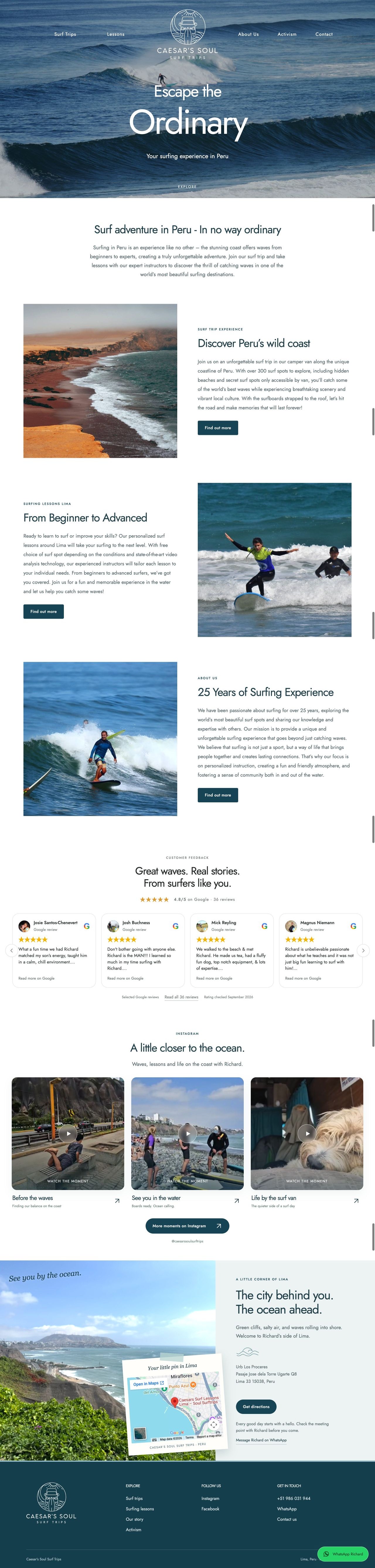 Caesar’s Soul Surf’s updated homepage