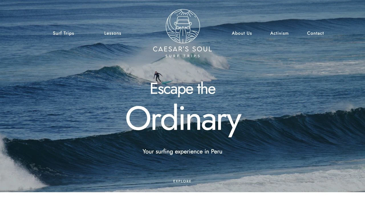 Caesar’s Soul Surf’s updated homepage