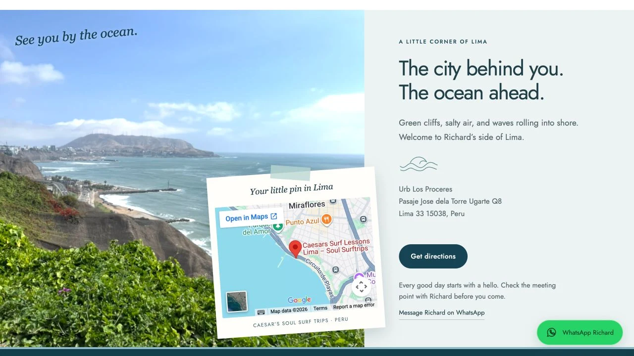 Map with directions and coastal views